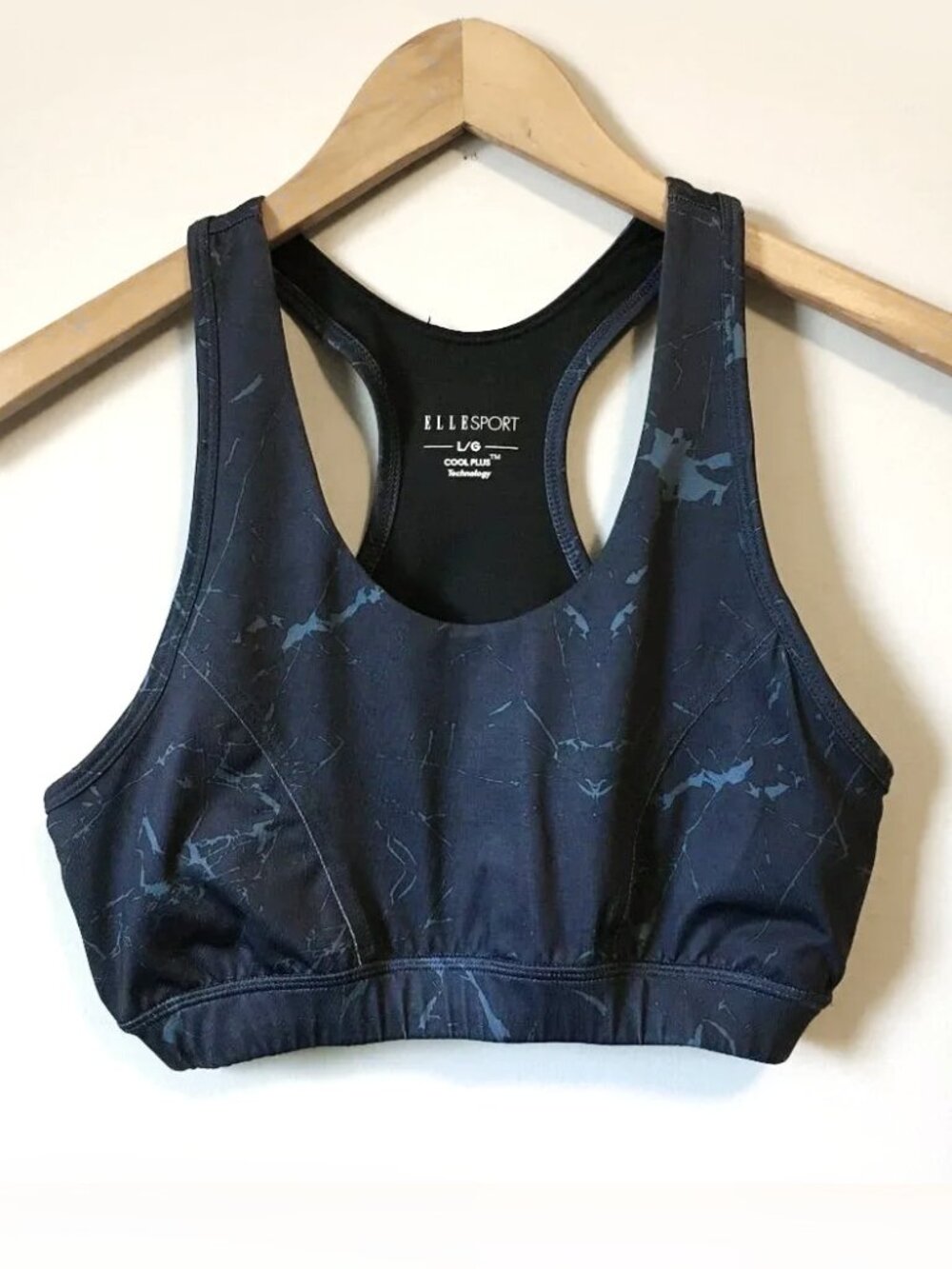 Ellesport Navy Blue Racerback Sports Bra Large Cool Plus Technology Support